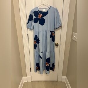 Light blue dress with blue flowers